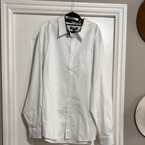 RANK-45 Men's White Casual Button Down Shirt
